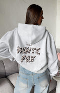 White Fox Offstage Printed Oversized Hoodie Grey Marle/Leopard