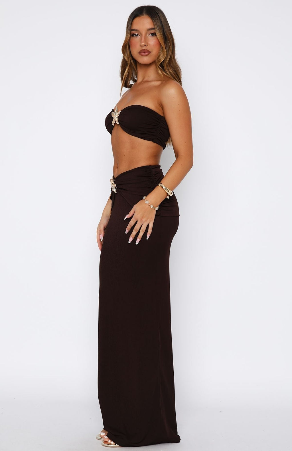 White Fox Lil Mermaid Maxi Skirt Chocolate