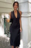 White Fox Guess You Miss Me Halter Midi Dress Black/Ivory Dot