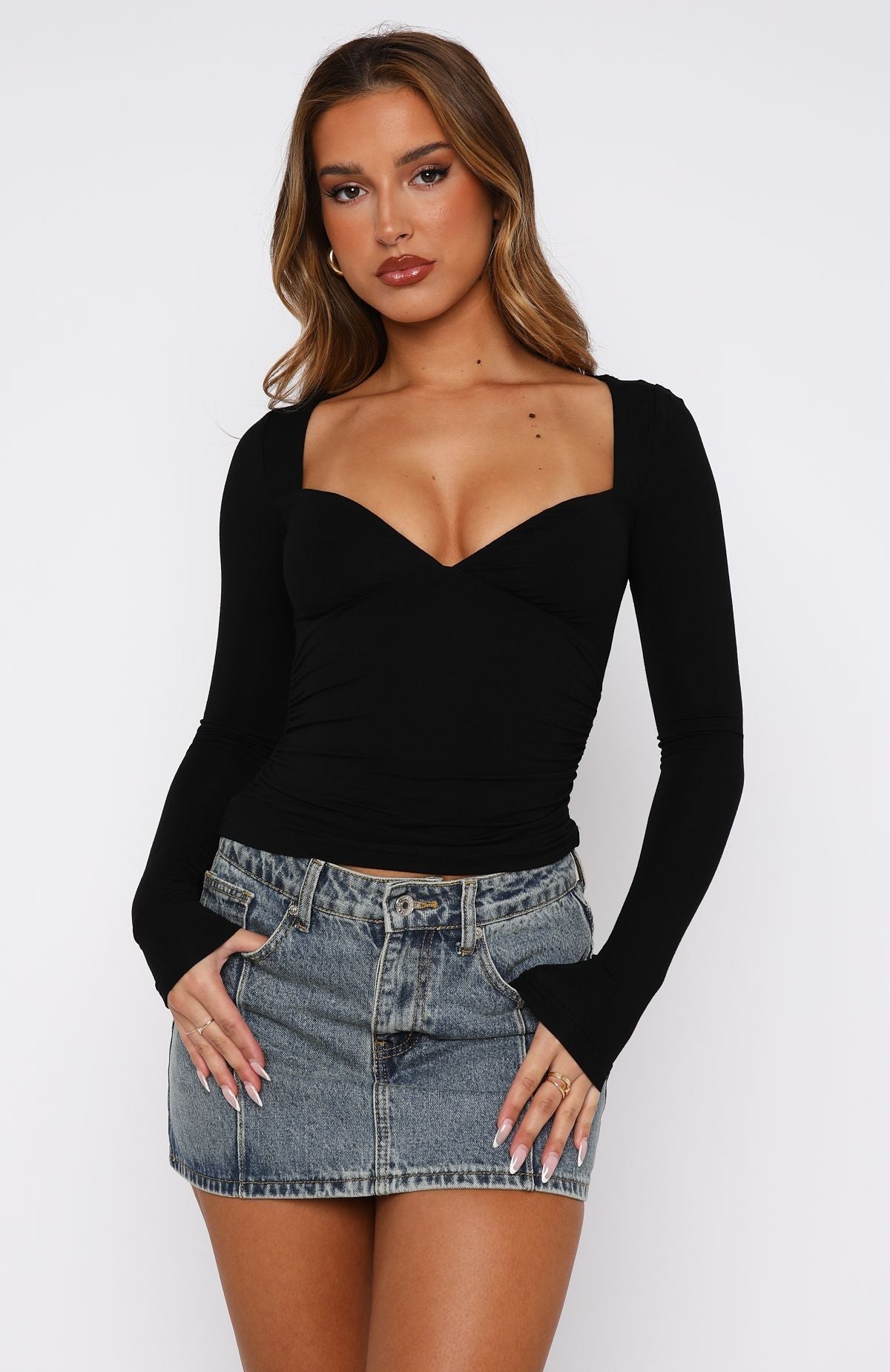 White Fox Sweeter Than You Long Sleeve Top Black