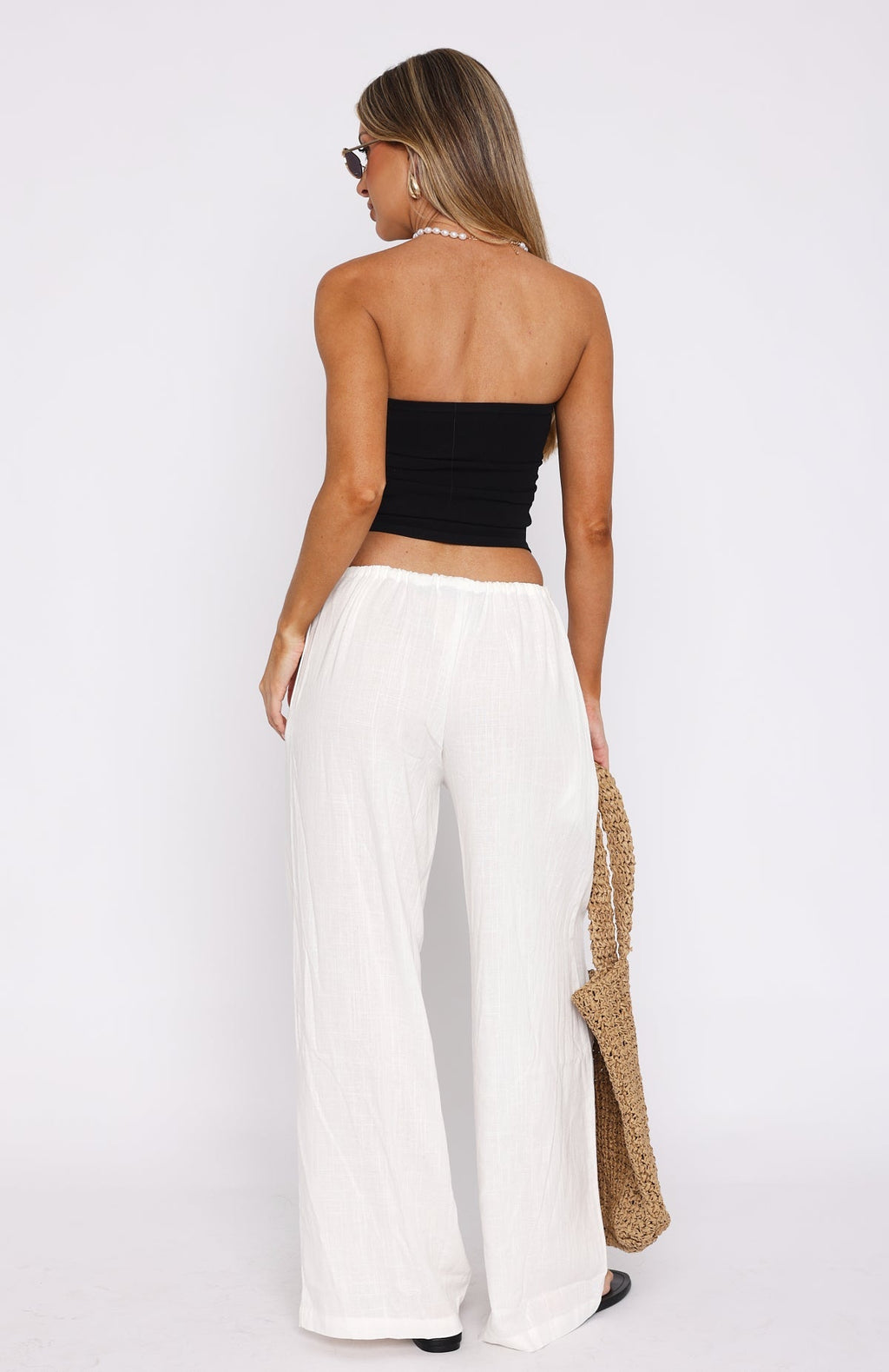 White Fox Burning Love Linen Pants White