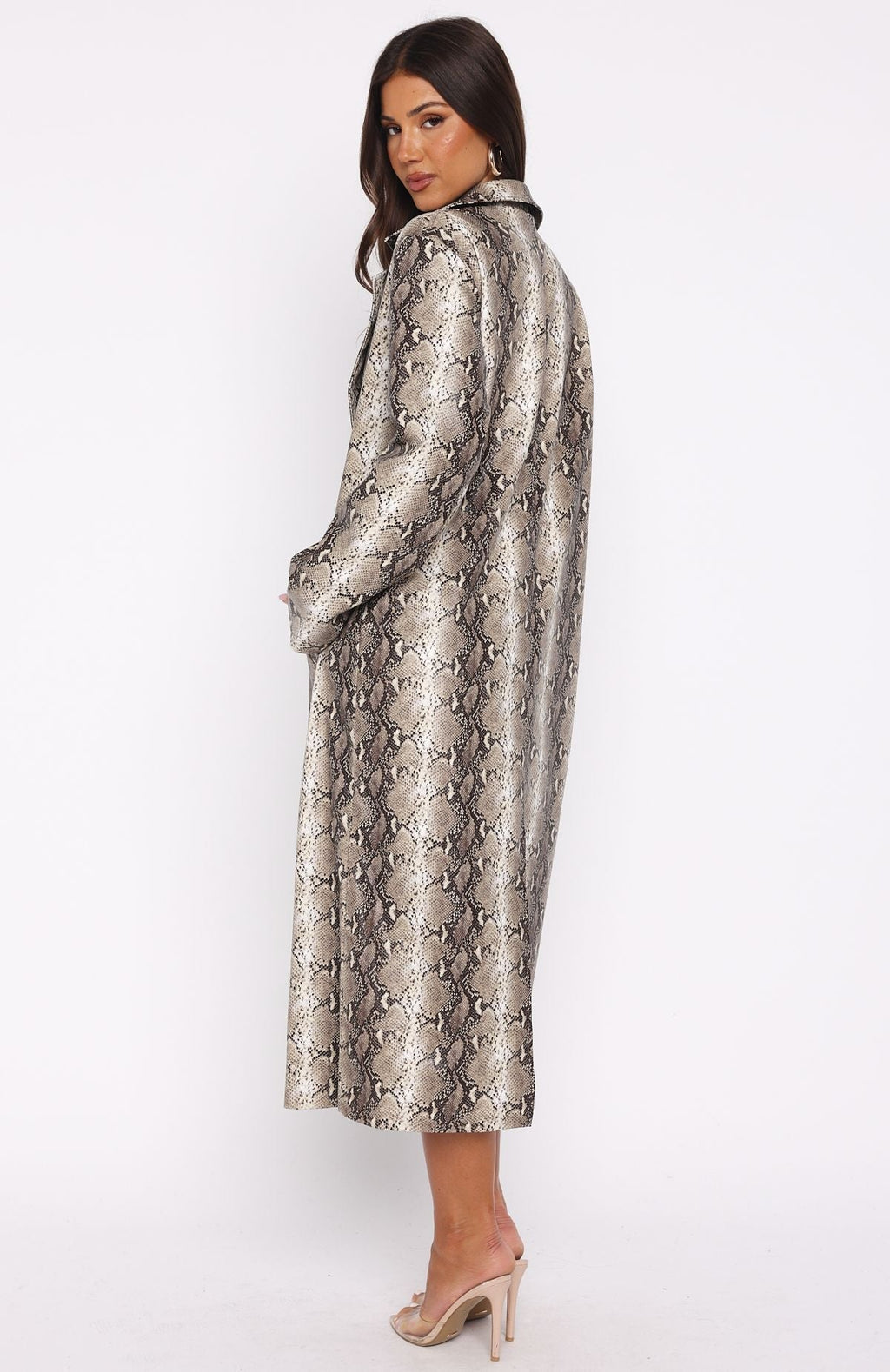 White Fox The Hardest Part PU Coat Tan Snake