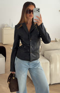 White Fox Classic Babe PU Jacket Black