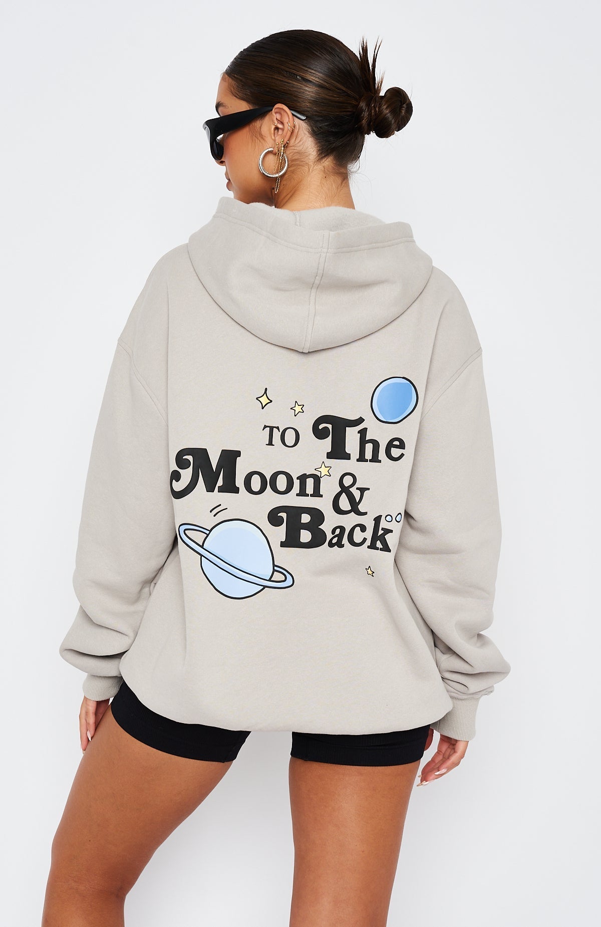 White Fox To The Moon Oversized Hoodie Lunar