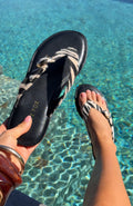 White Fox Tarrant Thong Sandals Zebra/Black