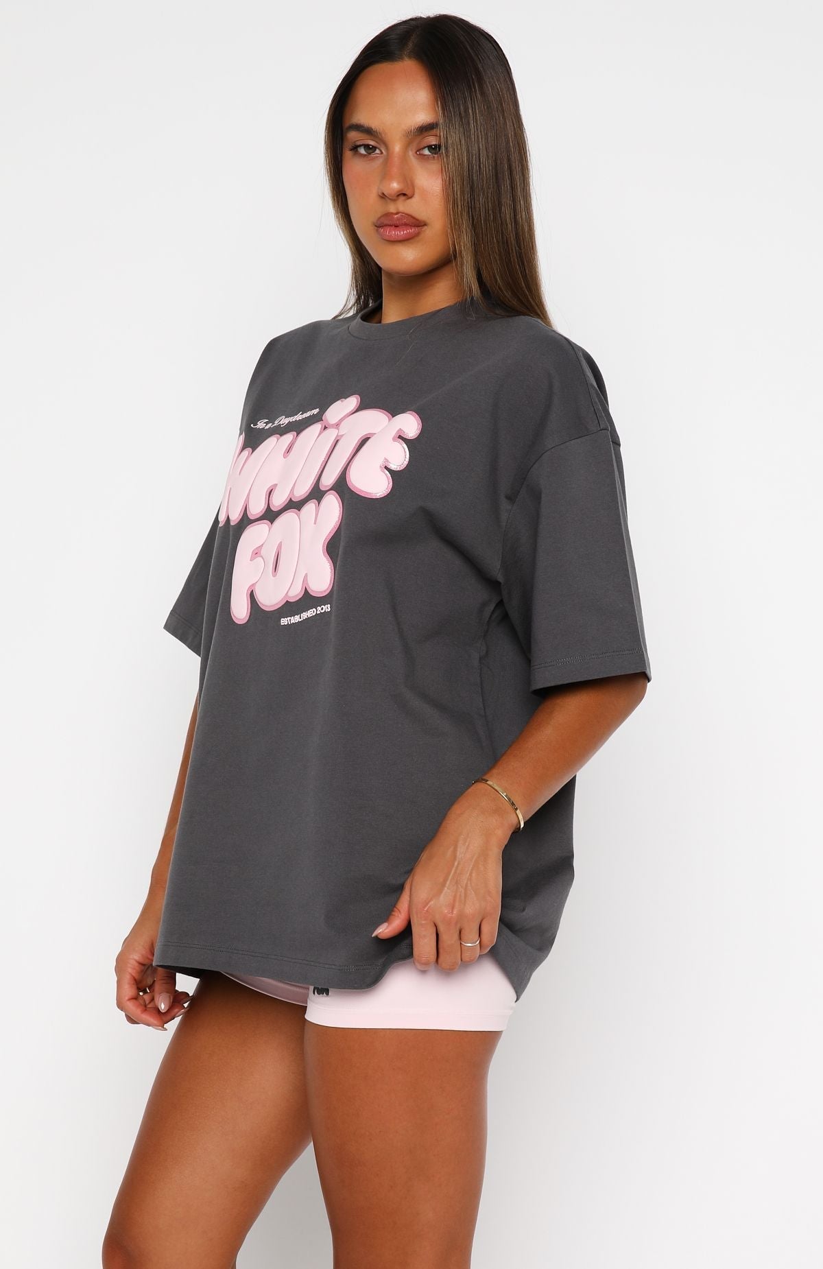 White Fox Daydreamers Angelina Oversized Tee Volcanic