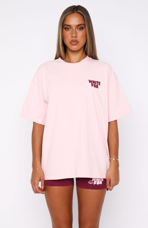 White Fox 11th Street City Girl At Heart Oversized Tee Strawberry Whip