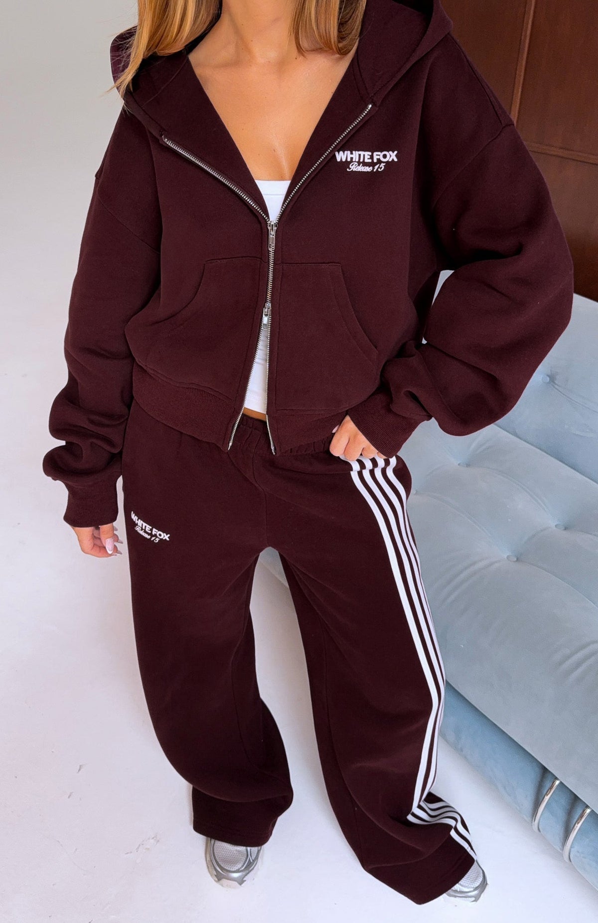 White Fox Release 15 Asalia Wide Leg Sweatpants Plum