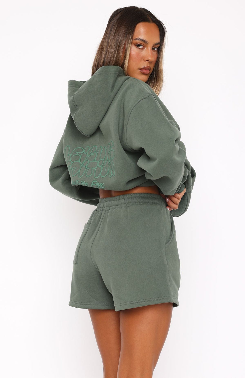 White Fox Leisure Edition Lounge Shorts Dark Green