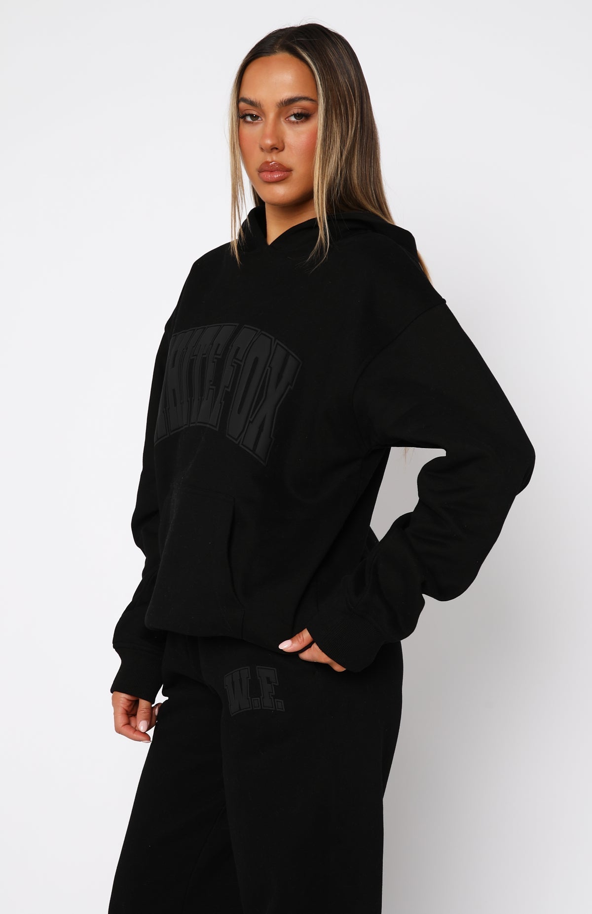 White Fox Decade Classics Varsity Oversized Hoodie Black