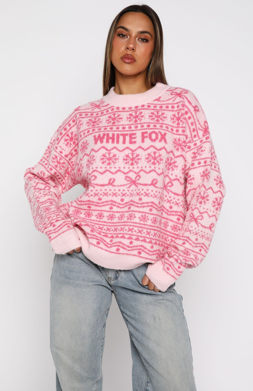 White Fox Arctic Fire Knit Sweater Baby Pink
