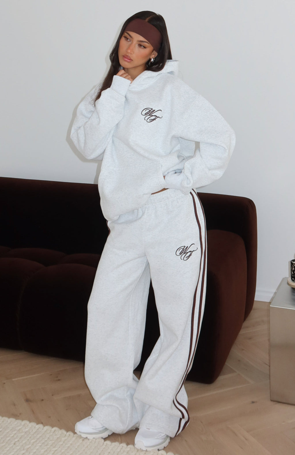 White Fox Studio 17 Raven Wide Leg Sweatpants Grey Marle