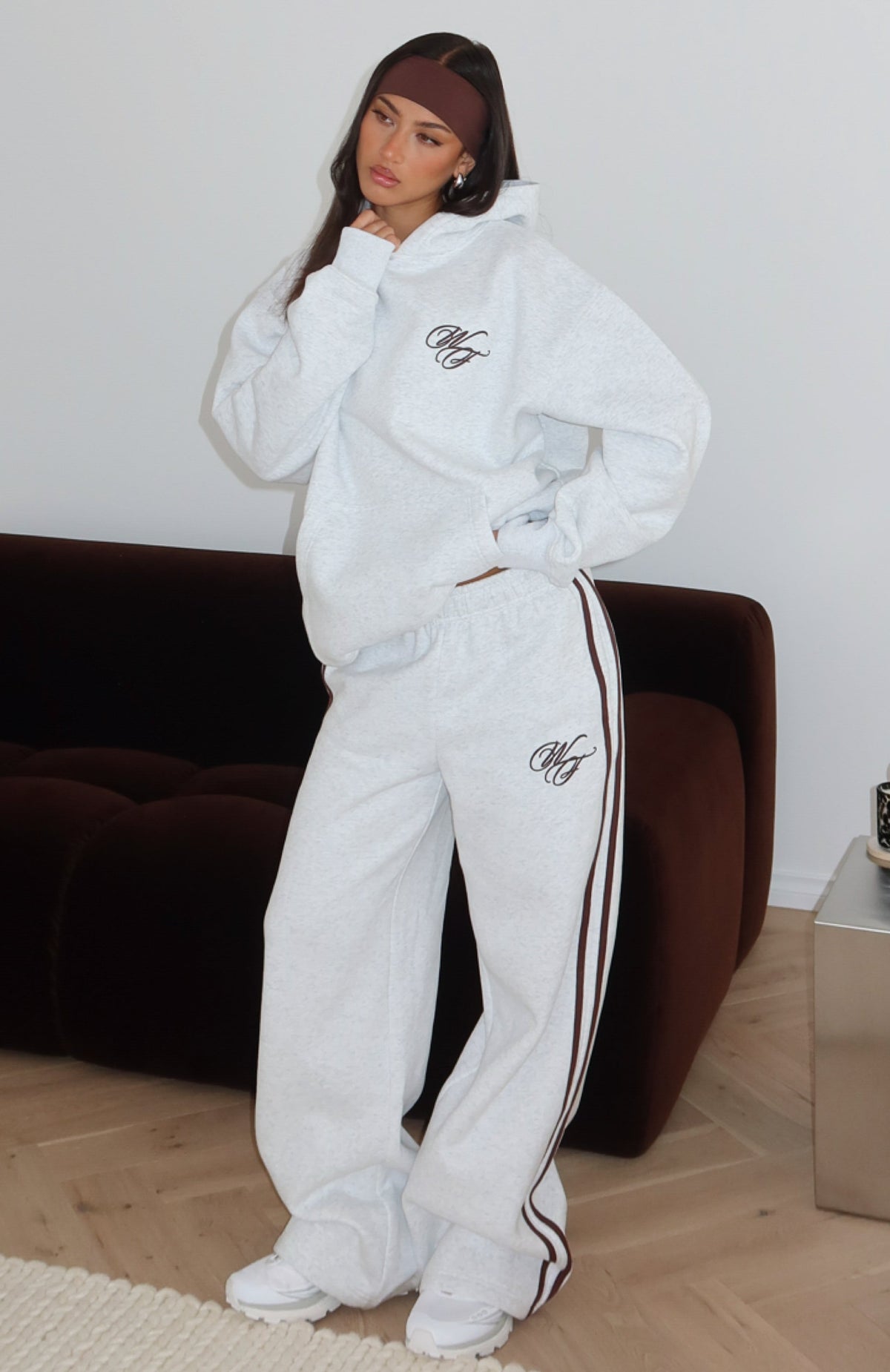White Fox Studio 17 Raven Wide Leg Sweatpants Grey Marle