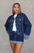 White Fox Charlotte Denim Jacket Dark Indigo