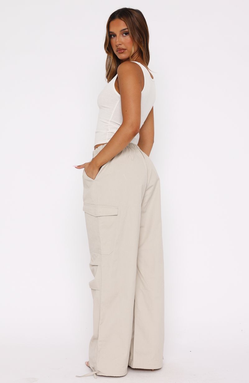 White Fox Commodity Parachute Pants Stone