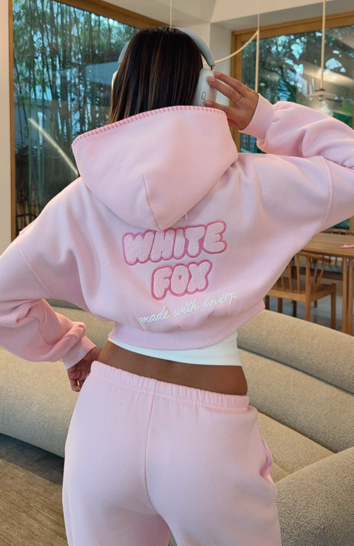 White Fox Vol. 1 Cropped Zip Front Hoodie Posy