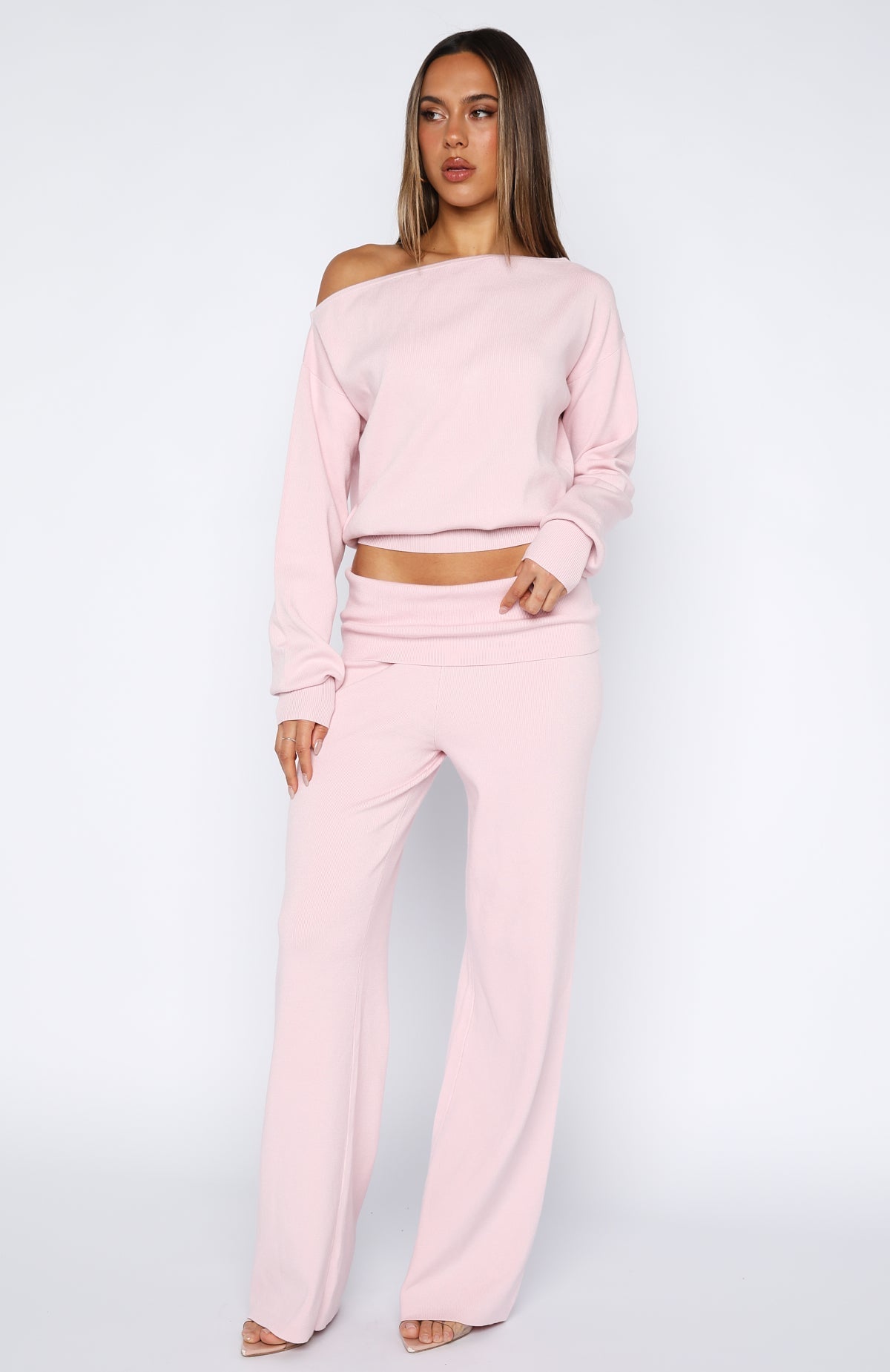 White Fox Can't Find The Words Knit Sweater Pink