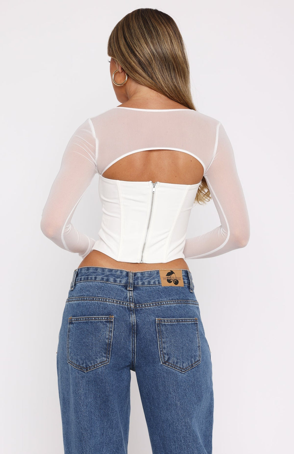 White Fox Notice Me Long Sleeve Bustier White