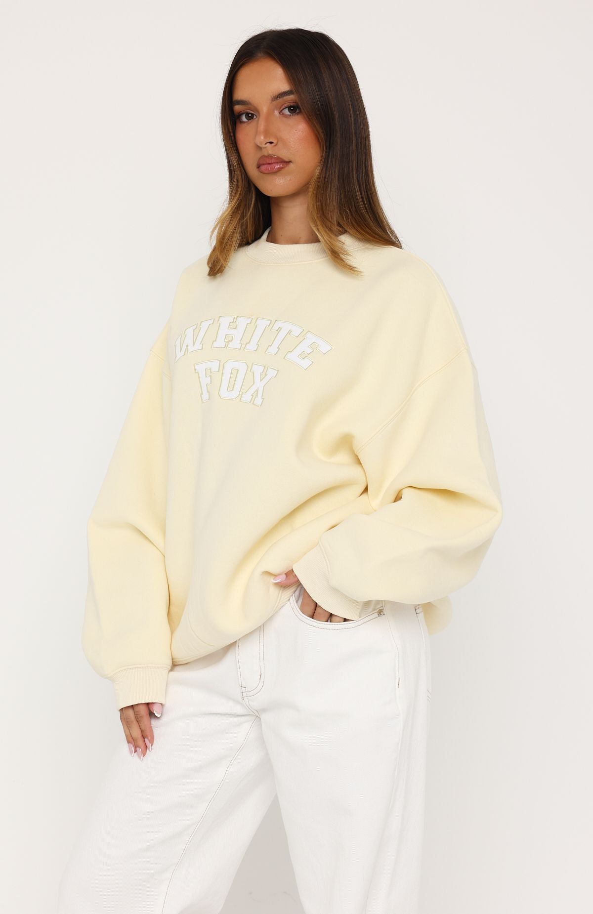 White Fox Major Upgrade Oversized Drop Shoulder Sweater Butter