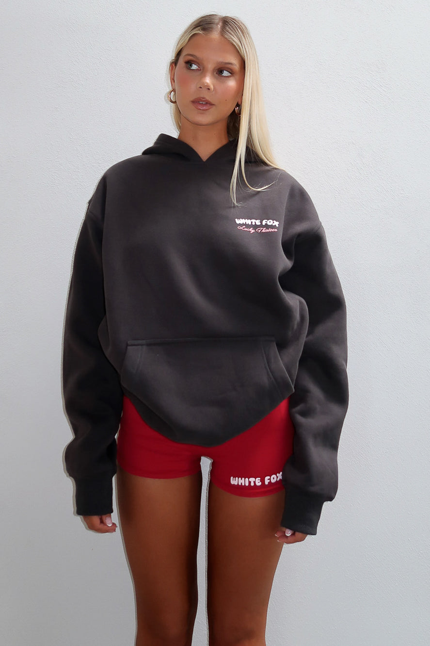 White Fox Lucky Thirteen Cheyenne Oversized Hoodie Charcoal