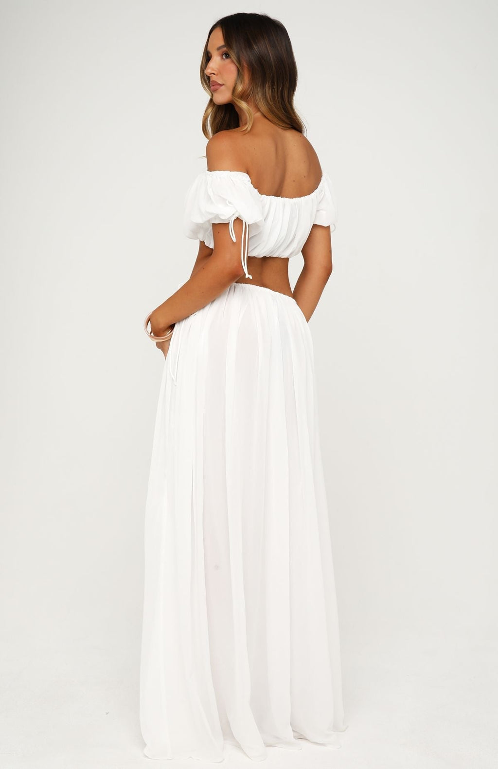 White Fox Flounce Flirt Maxi Skirt White