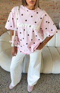 White Fox Offstage Printed Oversized Tee Posy Polka Dot