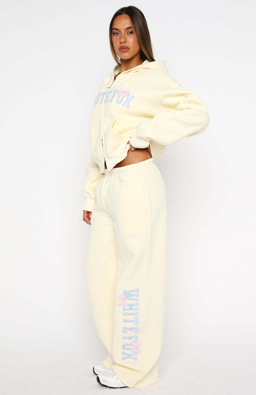 White Fox Daydreamers Madeline Wide Leg Sweatpants Lemon