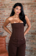 White Fox Be Mine Forever Denim Bustier Chocolate Wash