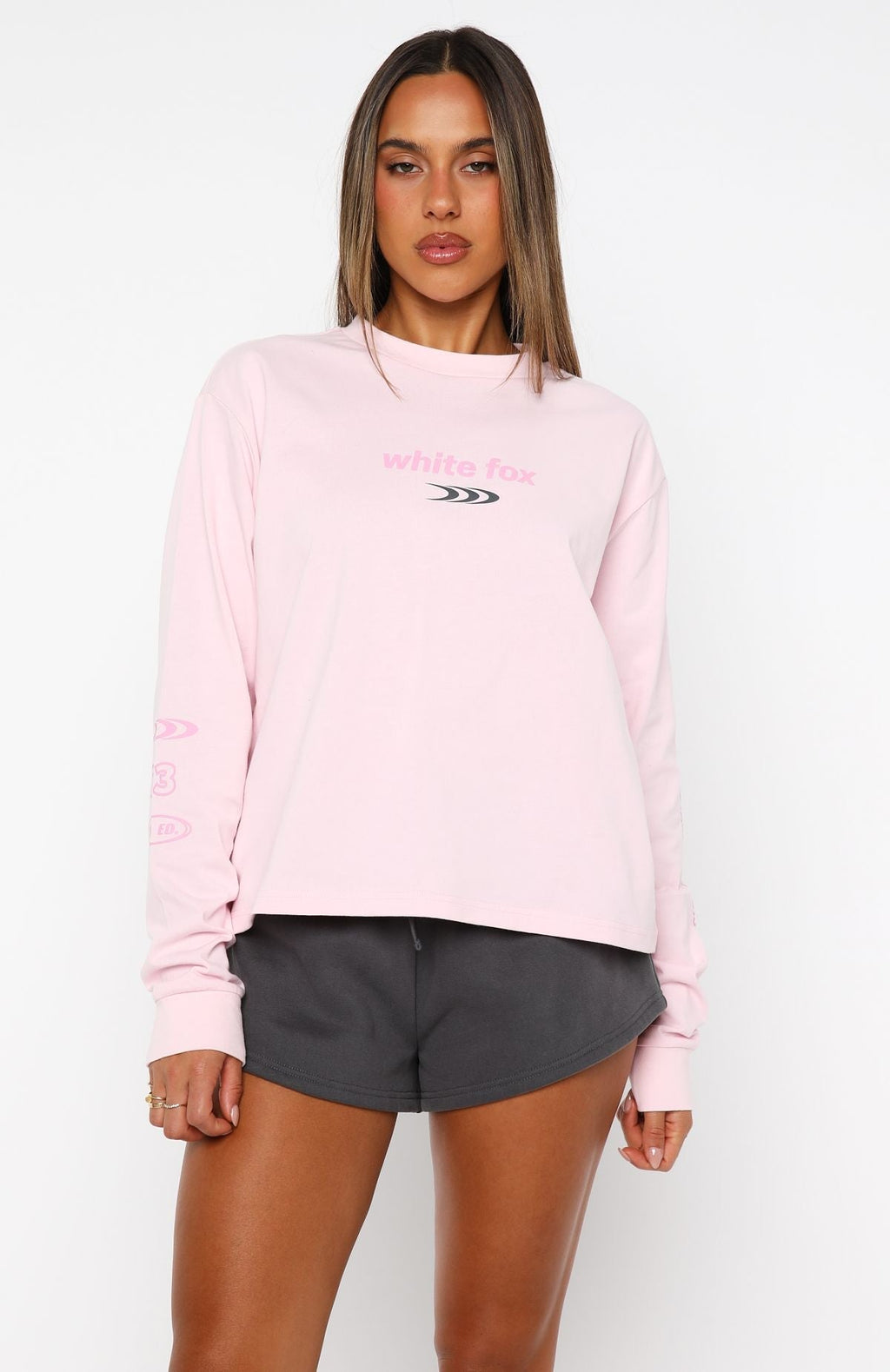 White Fox All Around Me Long Sleeve Tee Pink