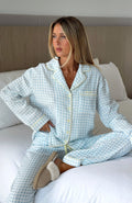 White Fox She's Got This Long Sleeve Pyjama Top Sky Blue Gingham