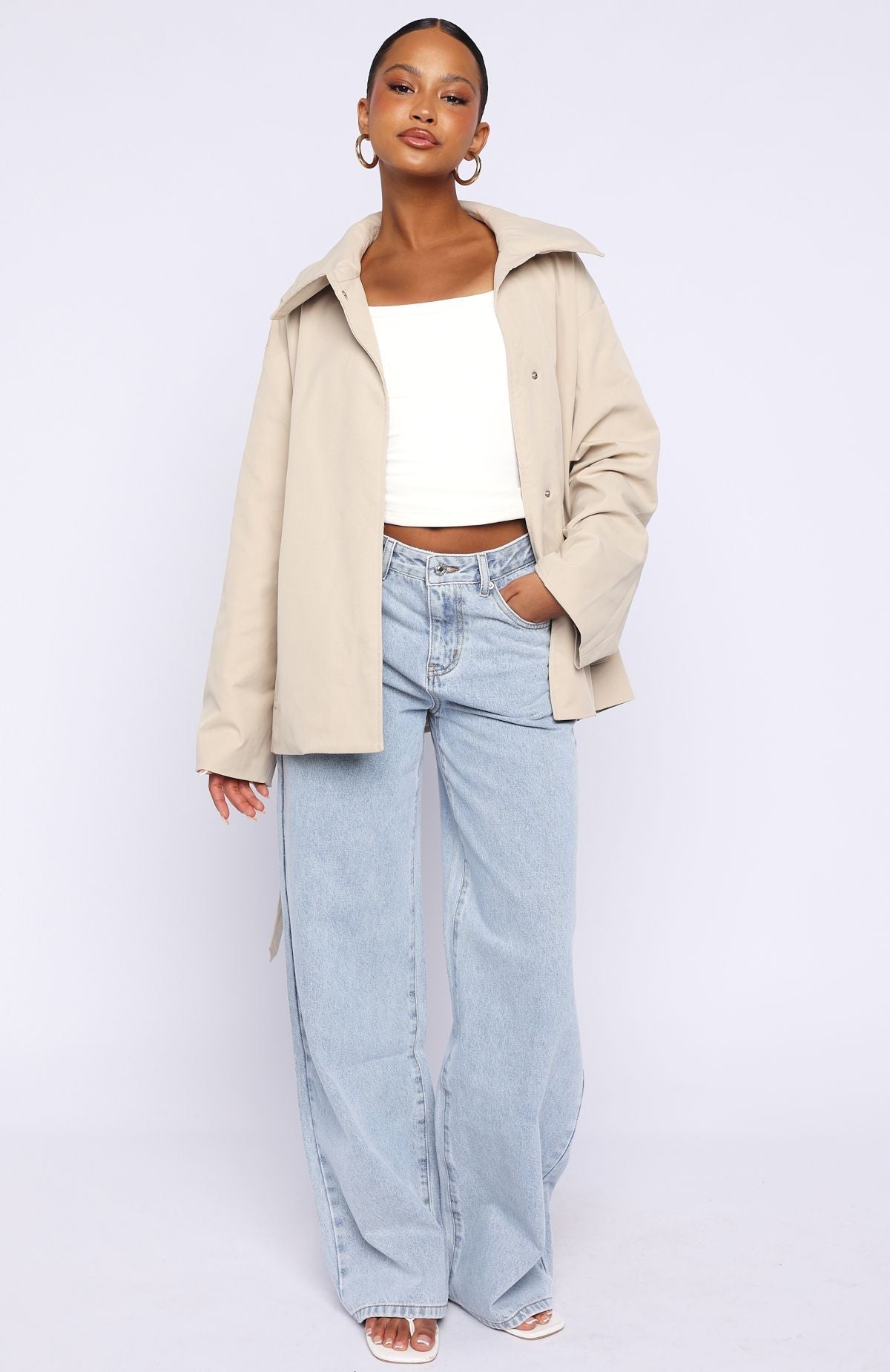 White Fox Could Touch Cropped Trench Jacket Sand