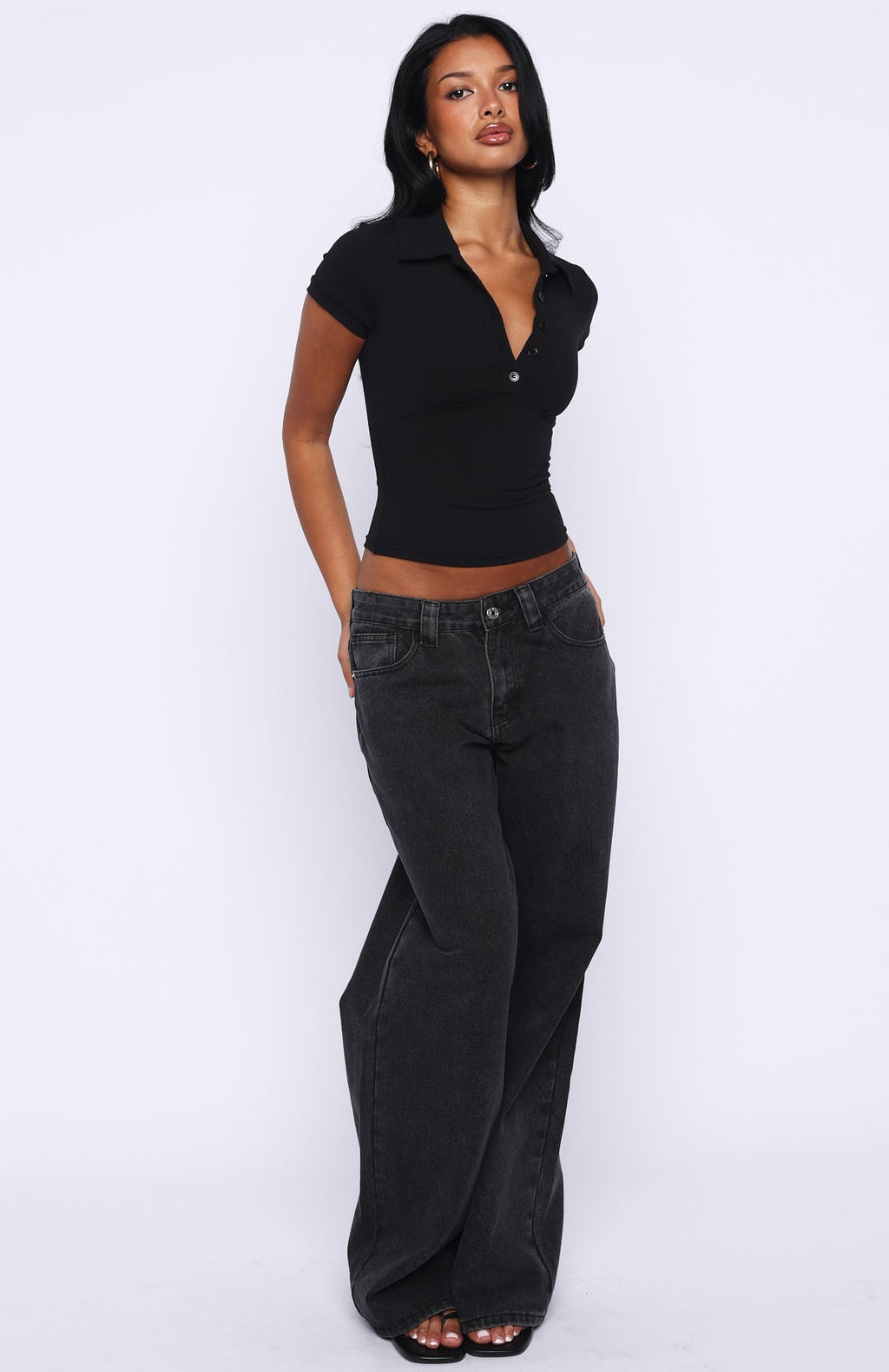White Fox Get Back Up Short Sleeve Polo Top Black