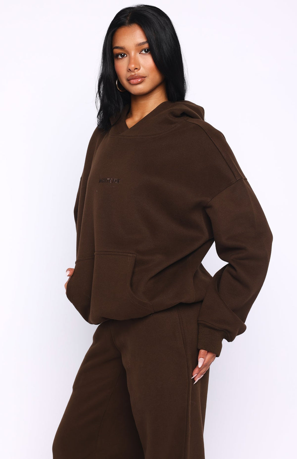 White Fox Come A Long Way Oversized Hoodie Chocolate