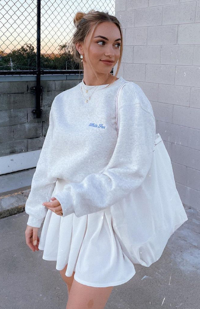 White Fox Steal Your Heart Oversized Sweater Grey Marle