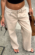 White Fox Bring The Style Low Rise Wide Leg Jeans Sesame Wash