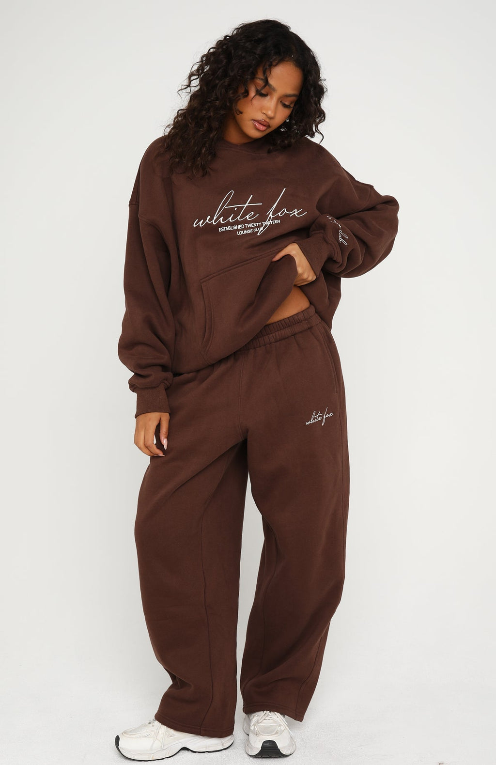 White Fox Know What You Want Oversized Hoodie Chocolate