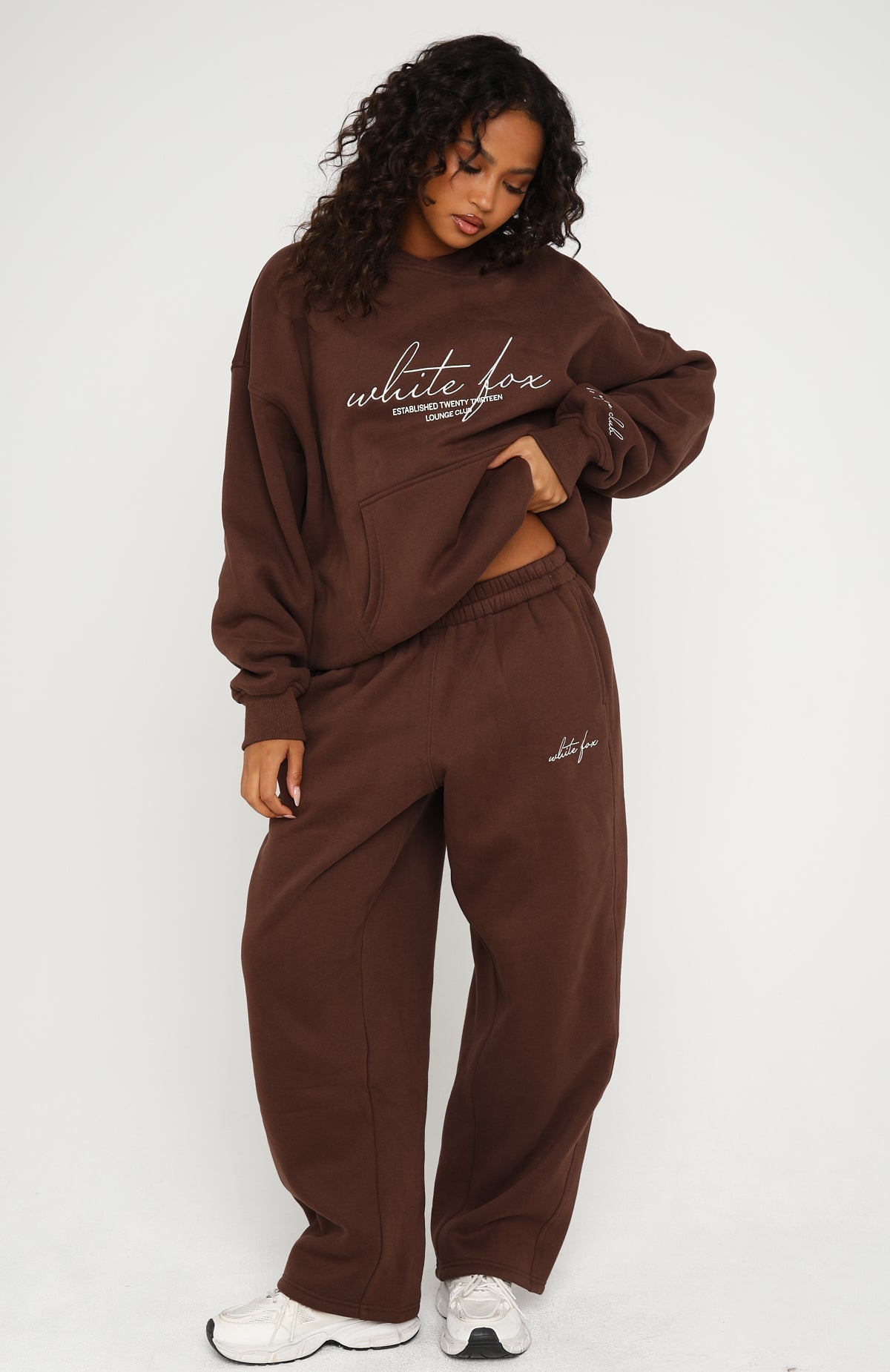 White Fox Know What You Want Oversized Hoodie Chocolate