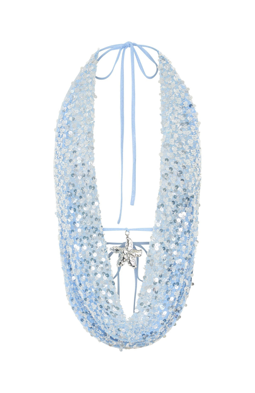 White Fox Timeless Secrets Sequin Cowl Neck Top Misty Blue