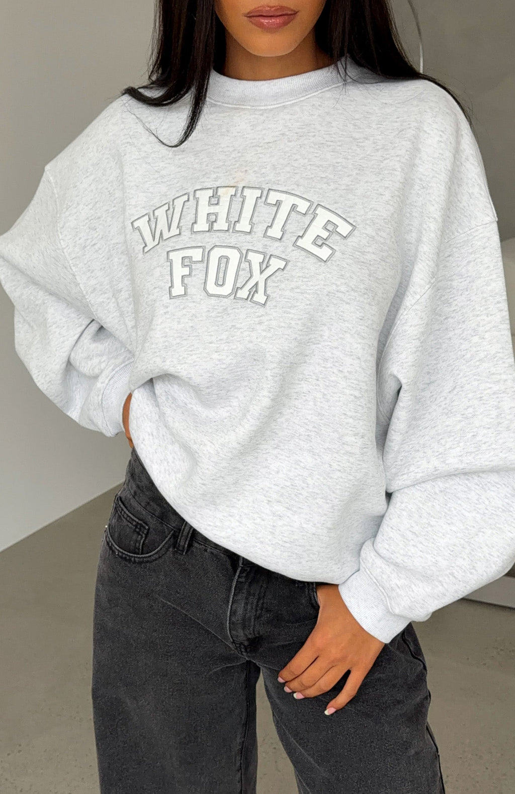White Fox Major Upgrade Oversized Drop Shoulder Sweater Grey Marle