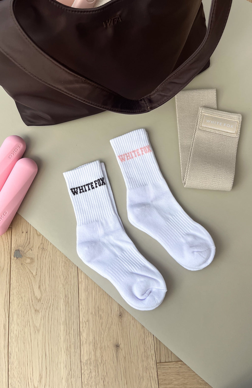White Fox No Convincing Socks 2 Pack White/Choc/Dusty Pink