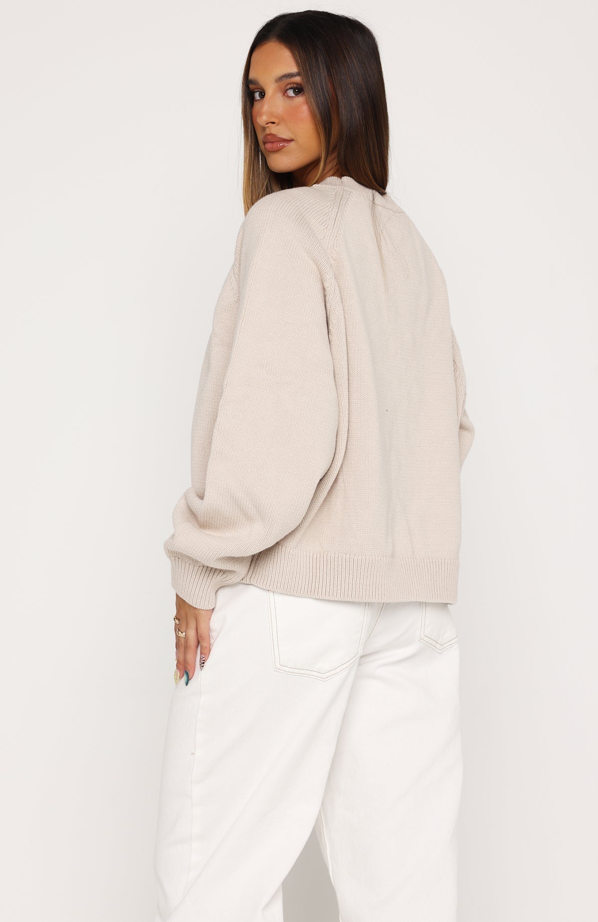 White Fox Reia Knit Sweater Oat