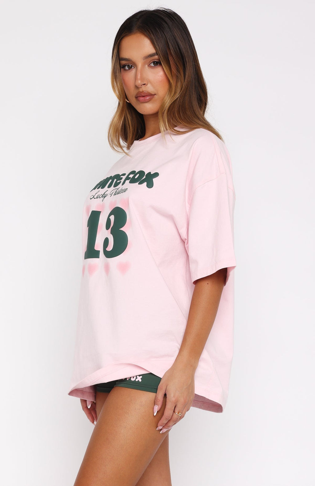 White Fox Lucky Thirteen Charise Oversized Tee Soft Pink