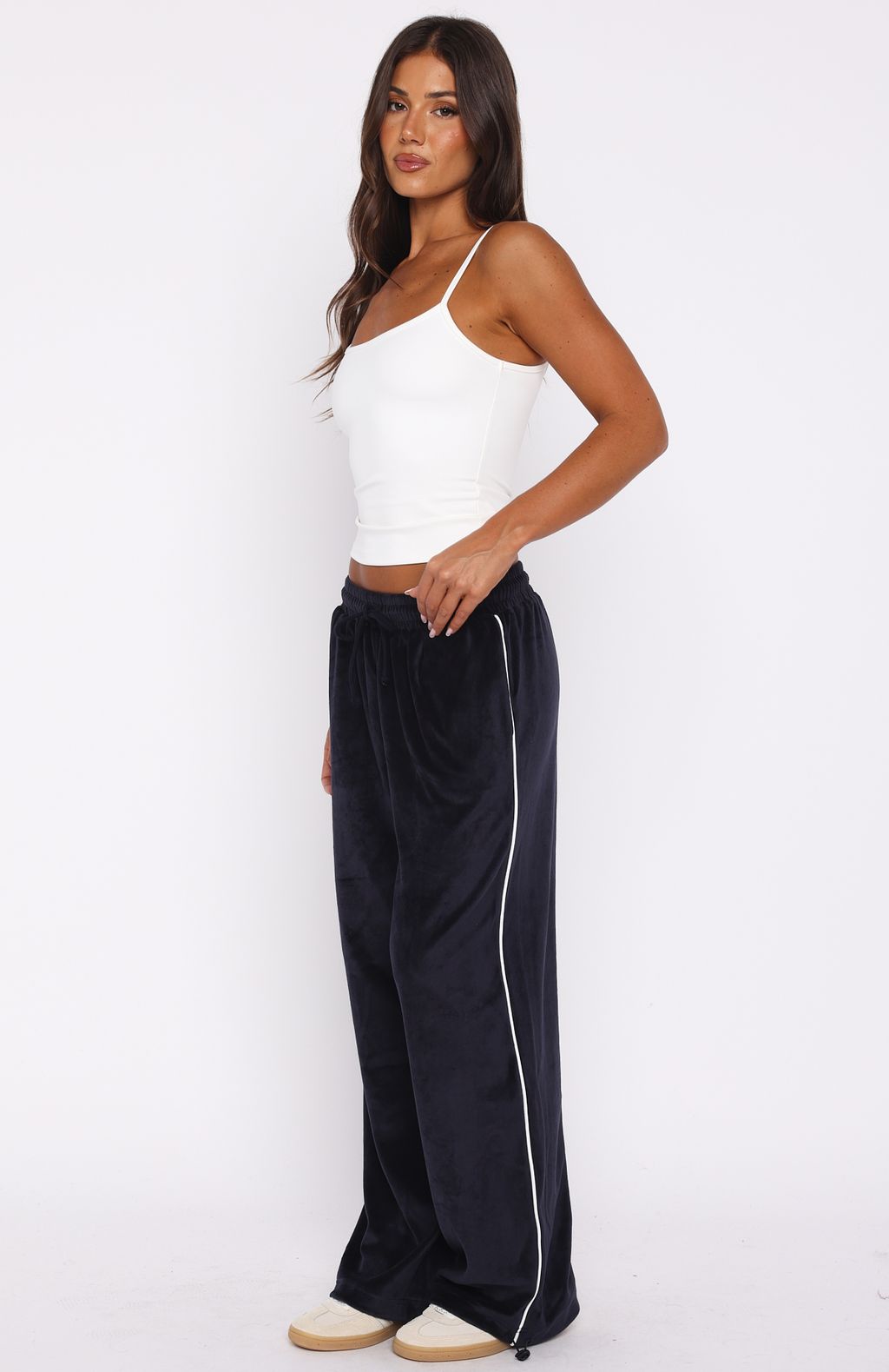 White Fox Soul Fire Velour Pants Navy