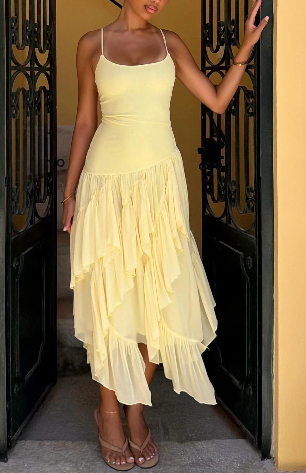 White Fox Soul Escape Midi Dress Lemon