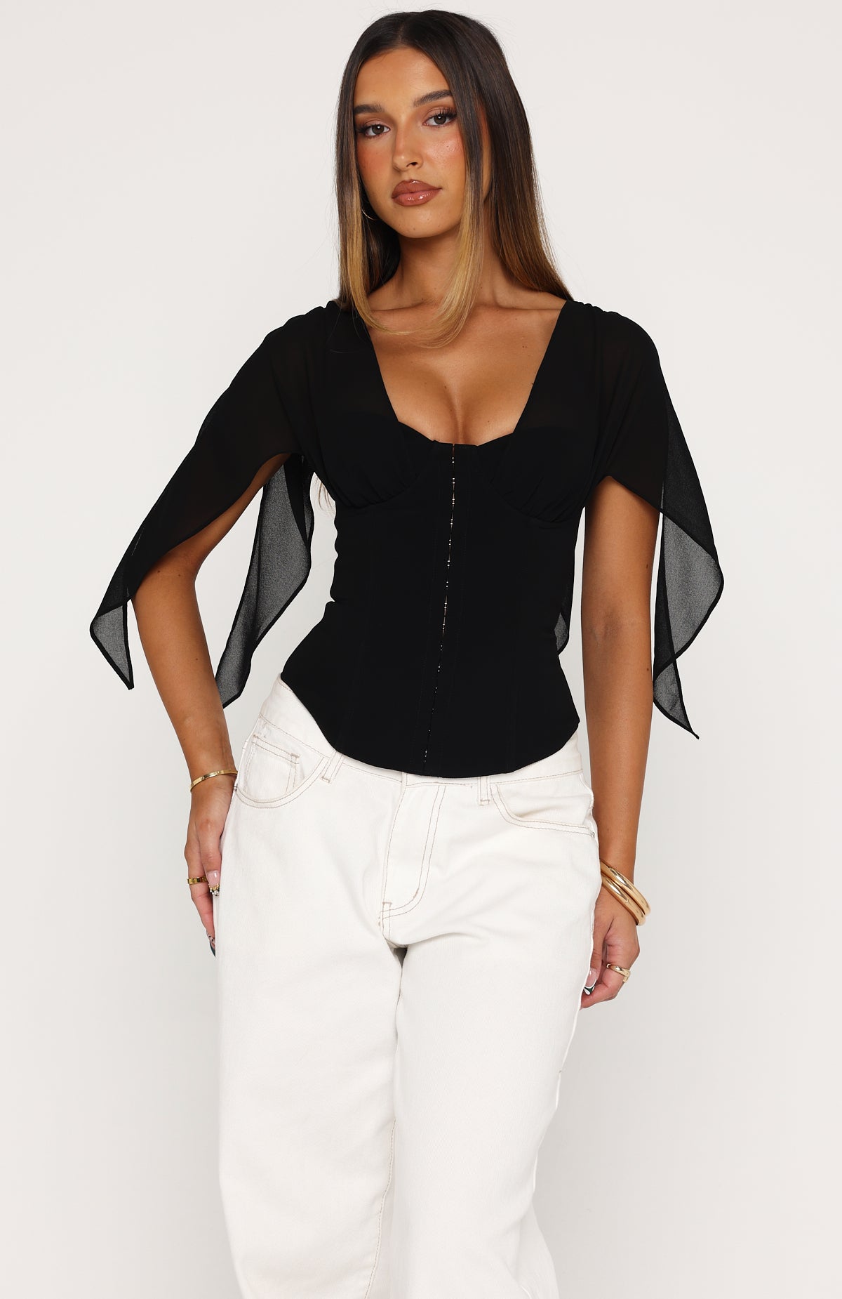 White Fox Soft Whisper Bustier Black