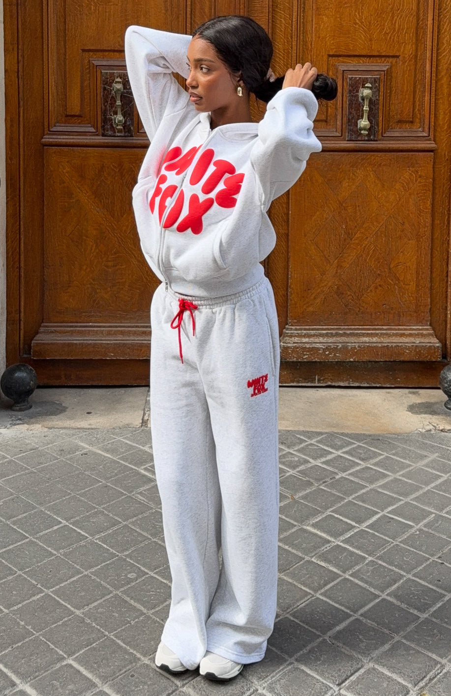 White Fox Club 14 Allie Wide Leg Sweatpants Grey Marle