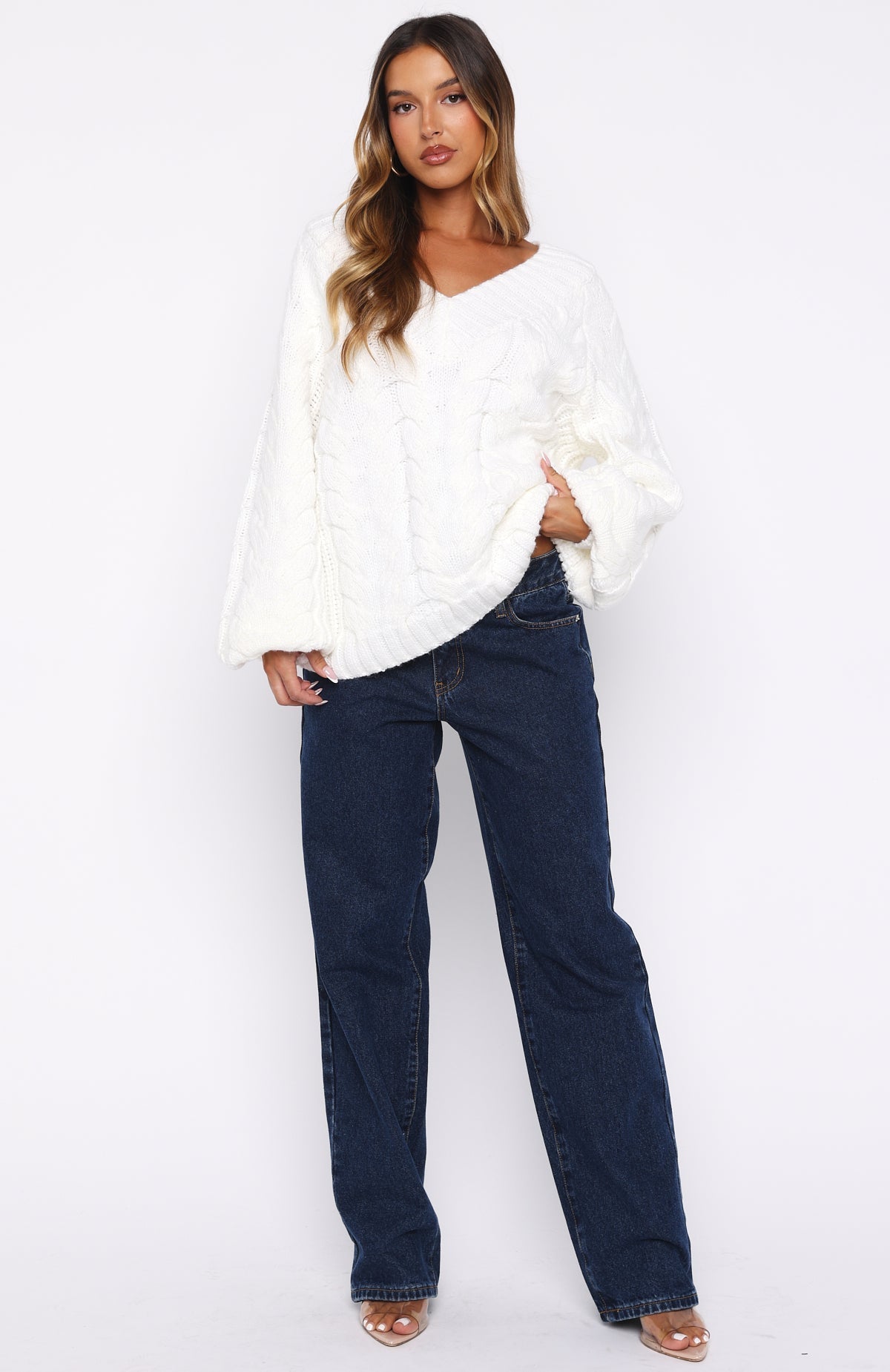 White Fox Showfern Knit Sweater Off White