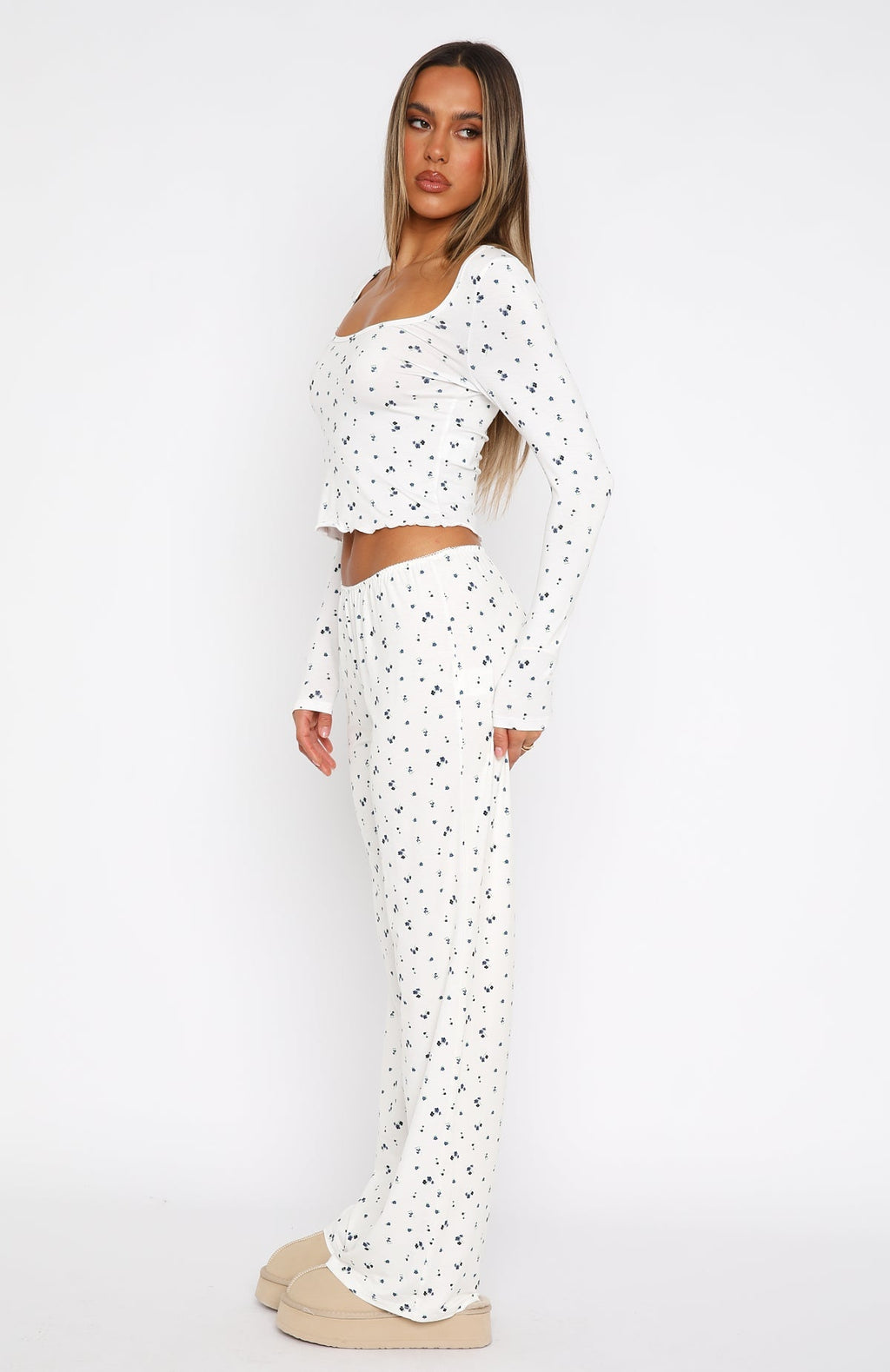White Fox Dreamy Pyjama Pants Ditsy Blues