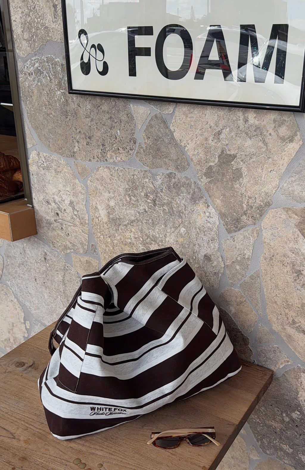 White Fox Studio 17 Jules Shoulder Bag Grey Marle Stripe