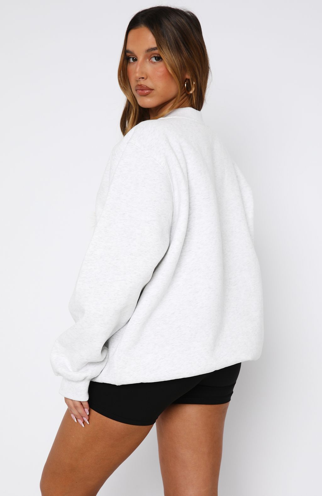 White Fox Call On You Oversized Sweater Grey Marle